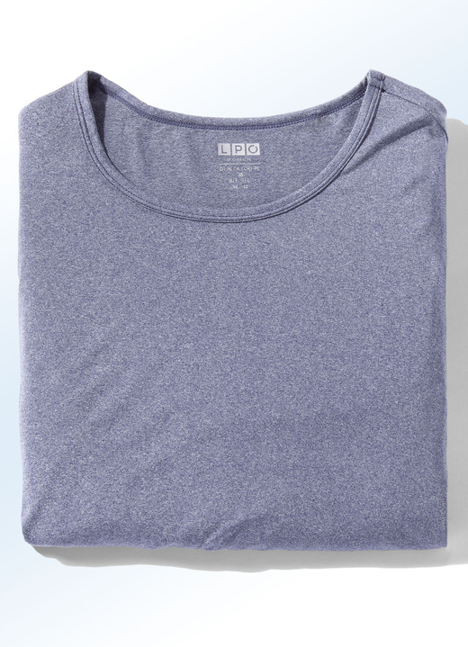 - Meliertes Funktionsshirt von „LPO“ in 3 Farben, in Größe 036 bis 050, in Farbe JEANSBLAU MELIERT Ansicht 1