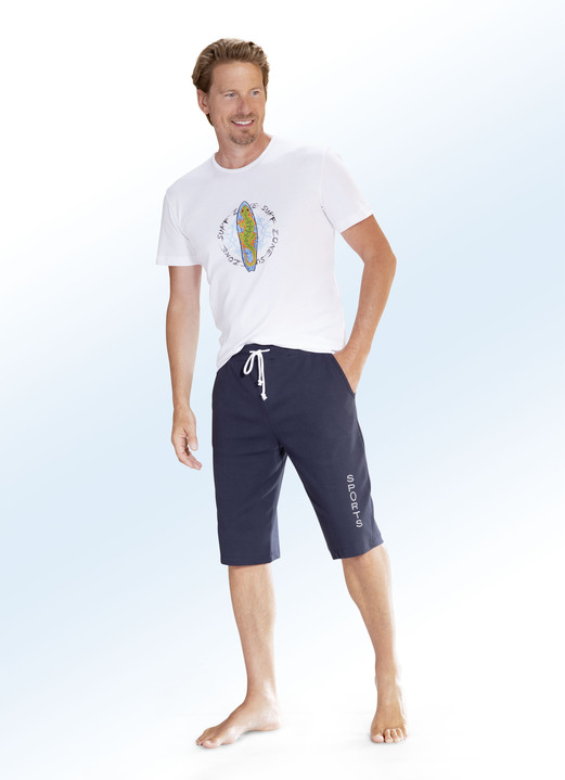 Homewear - Bermuda mit breitem Bund in 4 Farben, in Größe 048 bis 062, in Farbe MARINE Ansicht 2