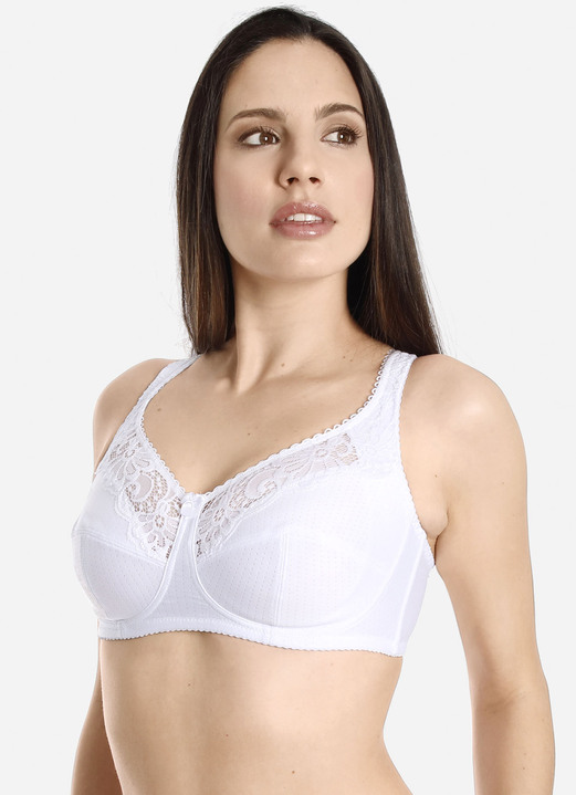 Soft-BH - Zweierpack Sassa BH mit Elastikspitze, in Größe 080 bis 110, in Cup D, in Farbe 1X SEKT, 1X WEISS Ansicht 2