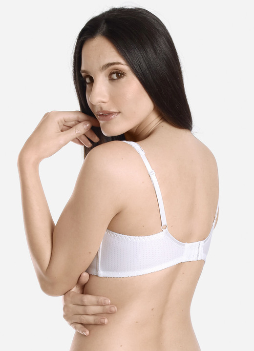 Soft-BH - Zweierpack Sassa BH mit Elastikspitze, in Größe 080 bis 110, in Cup D, in Farbe 1X SEKT, 1X WEISS Ansicht 3