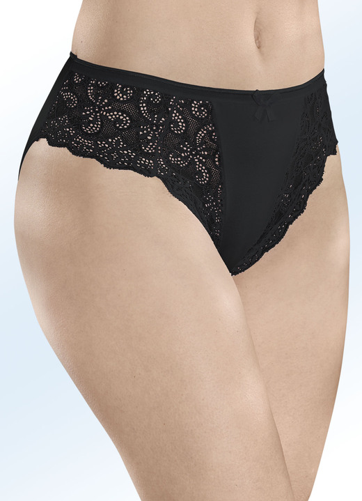 - Laurina Dreierpack Slips mit Elastikspitze, in Größe 036 bis 048, in Farbe 2X WEISS, 1X SCHWARZ Ansicht 3