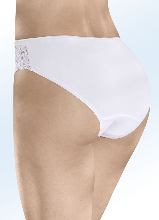 - Laurina Dreierpack Slips mit Elastikspitze, in Größe 036 bis 048, in Farbe 2X WEISS, 1X SCHWARZ Ansicht 2