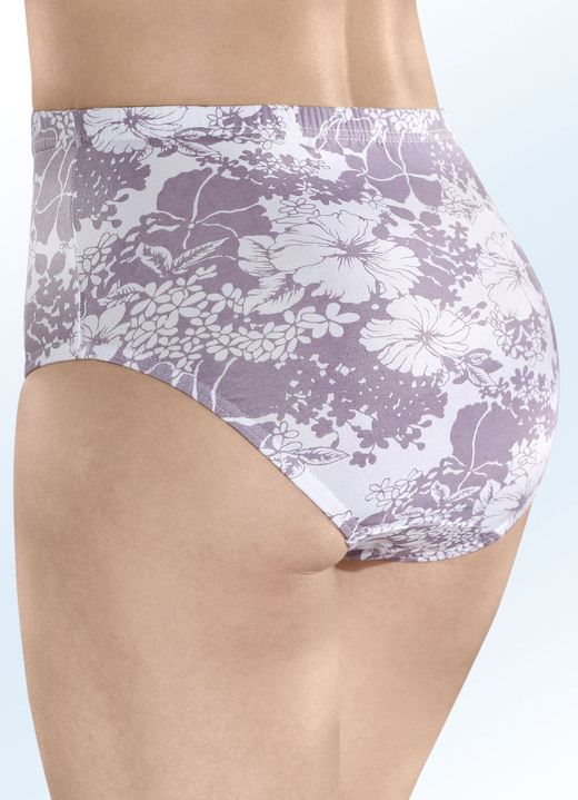 - Fünferpack Slips mit Druckdessin, in Größe 048 bis 056, in Farbe WEISS-MAUVE