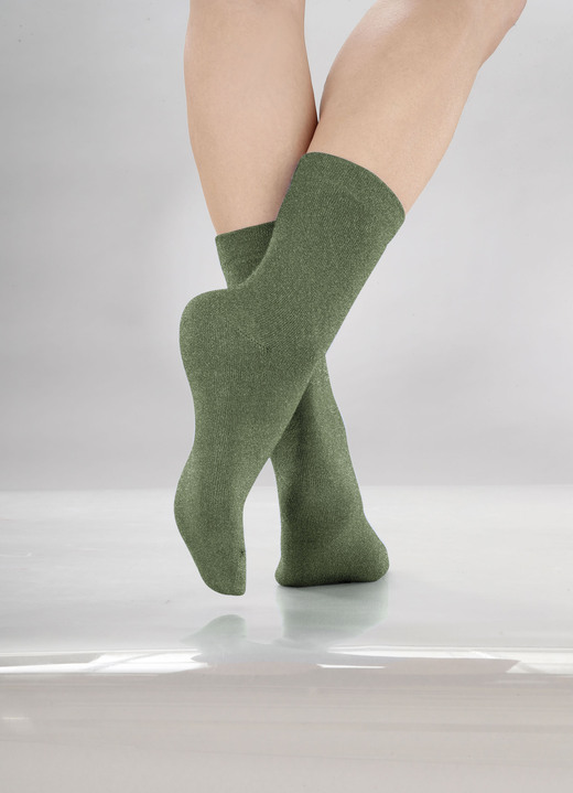 Damenmode - Fünferpack Socken mit  druckfreiem Bund, in Größe 1 (Schuhgr. 35-38) bis 2 (Schuhgr. 39-42), in Farbe 3X KHAKI, 2X ECRU Ansicht 1