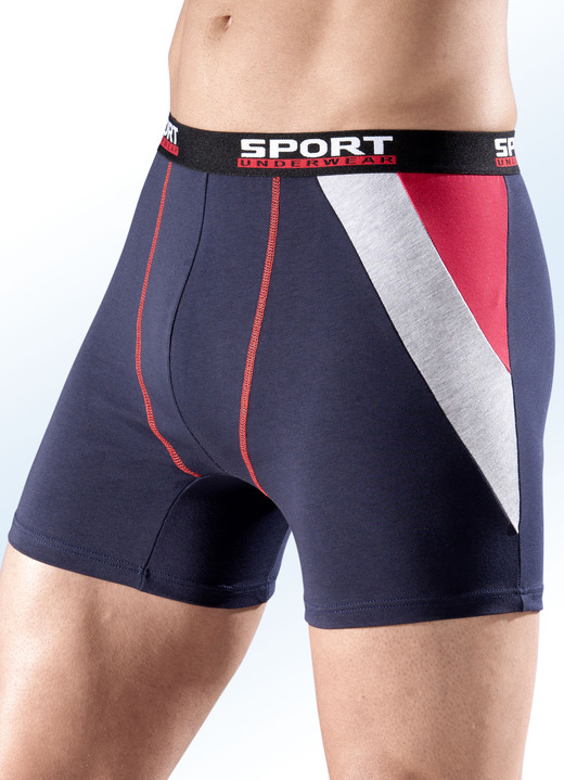 Pants & Boxershorts - Viererpack Pants, uni mit farbigen Einsätzen, in Größe 005 bis 011, in Farbe 2X MARINE-BUNT, 2X ROT-BUNT