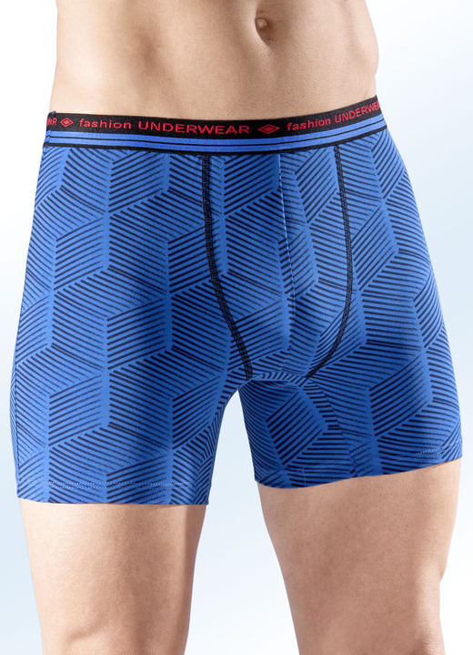 Pants & Boxershorts - Viererpack Pants, allover dessiniert, in Größe 005 bis 009, in Farbe 2X ROYALBLAU-SCHWARZ, 2X GRAU-SCHWARZ