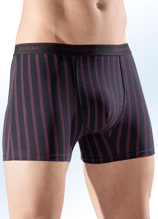 Pants & Boxershorts - Dreierpack Pants mit Streifendessin, in Größe 005 bis 011, in Farbe 3X SCHWARZ-BORDEAUX