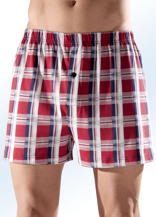 - Viererpack Boxershorts mit Karodessin, in Größe 005 bis 012, in Farbe 2X ROT-MARINE-ECRU, 2X MARINE-ROT-ECRU