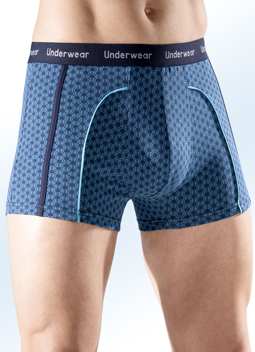 Pants & Boxershorts - Dreierpack Pants, allover dessiniert, in Größe 004 bis 010, in Farbe MARINE-TÜRKIS