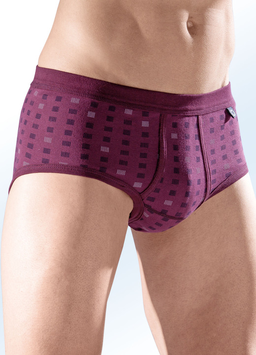 Slips & Unterhosen - Pfeilring Viererpack Slips aus Feinripp, Alloverdessin, in Größe 005 bis 014, in Farbe 2X RUBIN-BUNT, 2X NAVY-BUNT