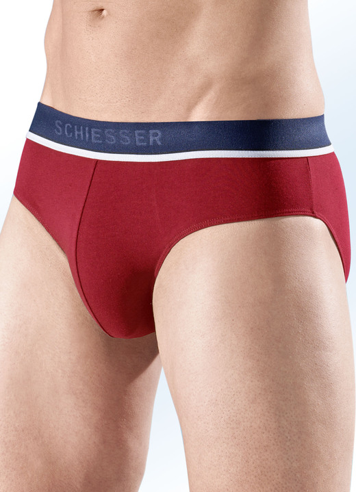 Slips & Unterhosen - Schiesser Dreierpack Slips aus Feinjersey, in Größe 004 bis 008, in Farbe 1X MARINE, 1X ROT, 1X GRAU MELIERT Ansicht 2