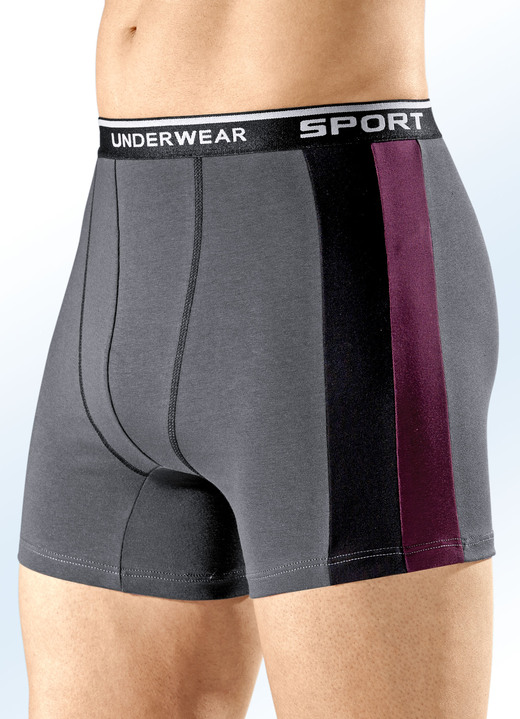 Pants & Boxershorts - Viererpack Pants mit farbigen Einsätzen, in Größe 006 bis 010, in Farbe 2X GRAFIT-BUNT, 2X SCHWARZ-BUNT