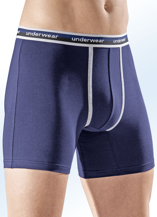 - Viererpack Pants mit Kontrastpaspeln, in Größe 005 bis 011, in Farbe 2X NAVY, 2X HELLGRAU MELIERT