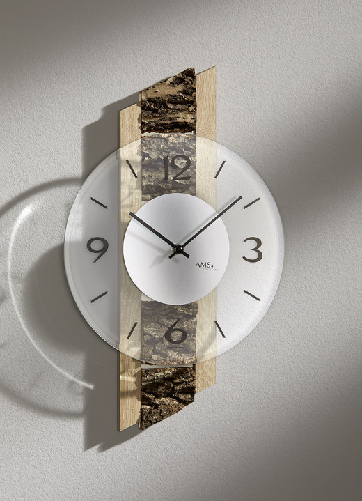 Uhren - Wanduhr mit Einlage aus Baumrinde, in Farbe BRAUN