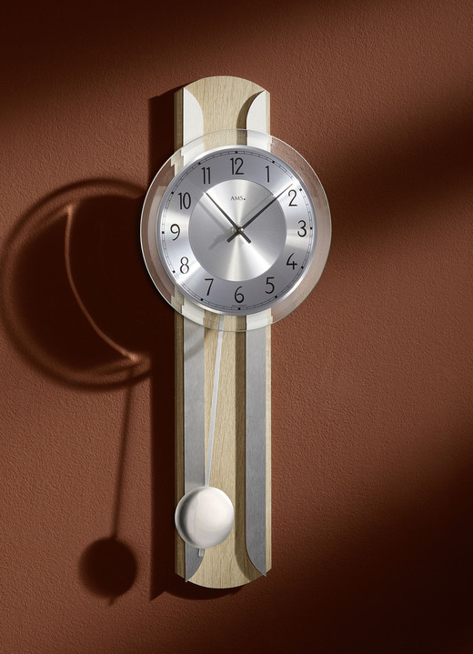 Uhren - Wanduhr mit Rückwand aus massivem Holz, in Farbe SILBER