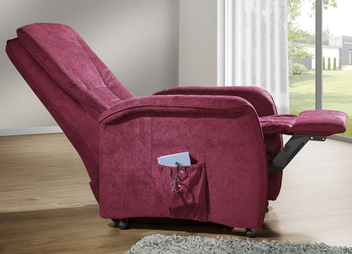 TV-Sessel / Relax-Sessel - Bequemer TV-Sessel auf stabilem Holzgrundgestell, in Farbe ROT, in Ausführung TV-Sessel, mechanisch Ansicht 2