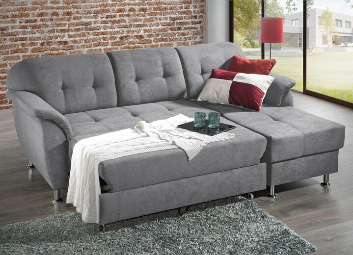 Polsterecken - Frei im Raum aufstellbare Polsterecke mit Bettfunktion, in Farbe HELLGRAU Ansicht 2