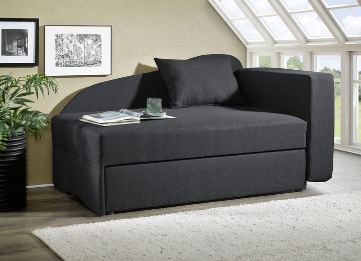 - Schlafsofa mit Bonnellfederung, in Farbe SCHWARZ, in Ausführung Armlehne rechts Ansicht 1
