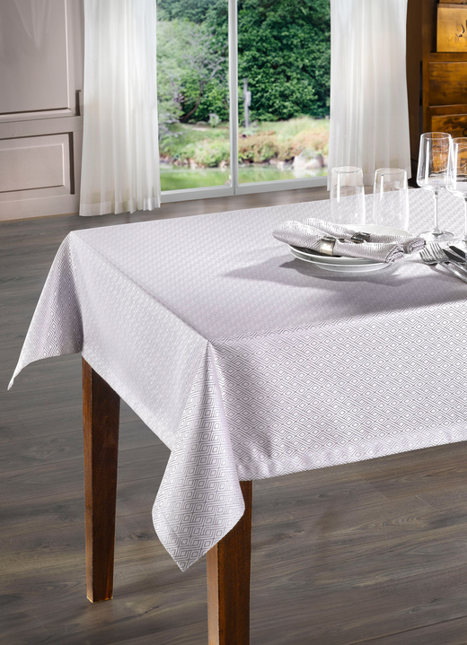 SALE % - Hochwertige Damast-Tischdekoration, in Größe 135 (Tischdecke, 130/170 cm) bis 302 (2 Servietten, 50/ 50 cm), in Farbe WEISS Ansicht 1