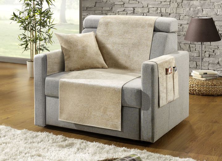 Sessel- & Sofaüberwürfe - Wohnaccessoires mit Anti-Rutsch-Beschichtung, in Größe 100 (Sesselauflage, 50x 90 cm) bis 910 (Kissenbezug, 50x 50 cm), in Farbe SAND Ansicht 1