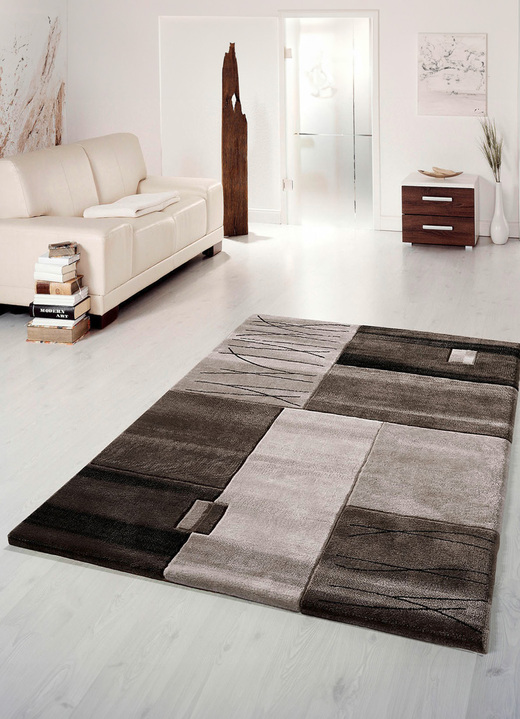 Modern - Brücken, Galerie und Teppiche mit handgeführtem Konturenschnitt, in Größe 111 (Brücke, 60x110 cm) bis 288 (Teppich, 240x340 cm), in Farbe BRAUN Ansicht 1