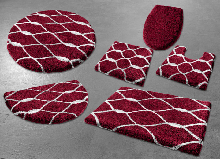 - Badgarnitur mit rutschhemmender Latex-Rückseite, in Größe 100 (Vorleger halbrund, 50/ 80 cm) bis 112 (WC-Deckelbezug, 47/ 50 cm), in Farbe BORDEAUX Ansicht 2