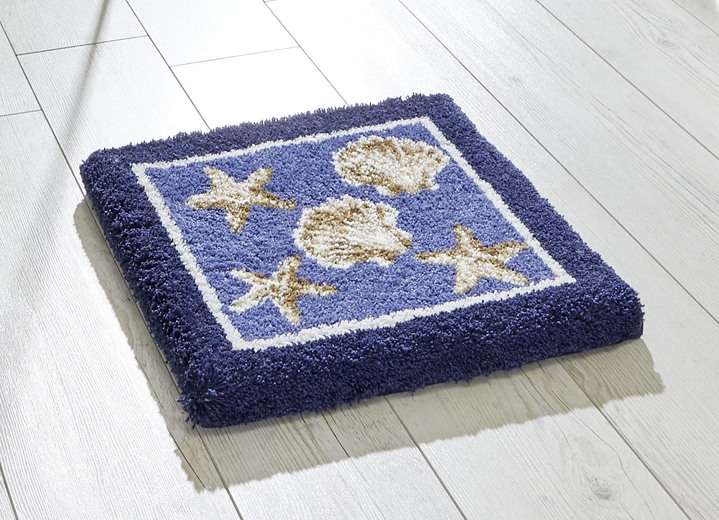 - Badgarnitur von Grund mit rutschhemmender Rückseite, in Größe 100 (Vorleger halbrund, 50/ 80 cm) bis 112 (WC-Deckelbezug, 47/ 50 cm), in Farbe BLAU Ansicht 2