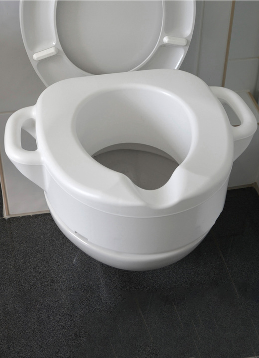 Badhilfen - Toilettensitzerhöhung mit 2 Griffen, in Farbe WEIß