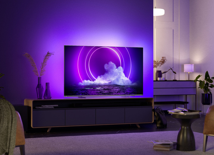 Fernseher -  Philips 4K-Ultra-HD-Ambilight-LED-Fernseher, kompatibel mit DTS Play-Fi, in Farbe SILBER Ansicht 1