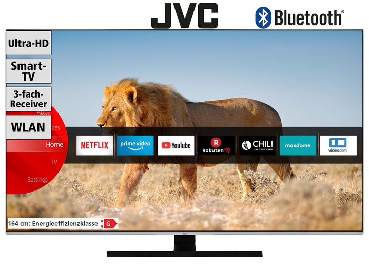 Fernseher - JVC LED-Fernseher mit 4K-Ultra-HD-Auflösung, in Farbe SCHWARZ Ansicht 1