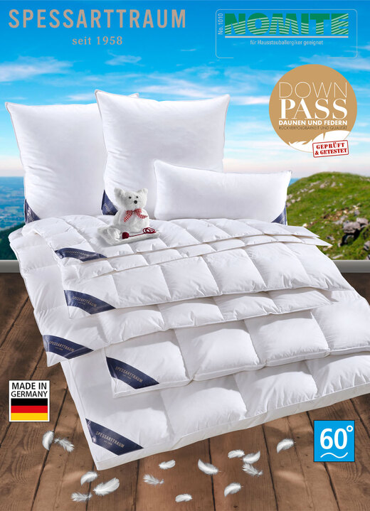 Bettwaren - Hochwertige Daunendecken-Serie von Spessarttraum, in Größe 103 (Decke 135/200 cm) bis 403 (Sparset, 4-teilig, mit gratis Frottier-Katze), in Farbe WEISS, in Ausführung Leicht Ansicht 3