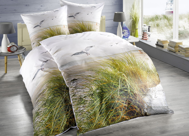 - Bettwäsche-Garnitur mit maritimer Atmosphäre, in Größe 112 (80/80 cm + 135/200 cm) bis 115 (80/80 cm + 155/220 cm), in Farbe MULTICOLOR
