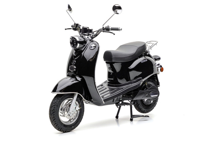 Elektromobilität - Retro-Elektroroller mit BOSCH Motor, in Farbe SCHWARZ Ansicht 1