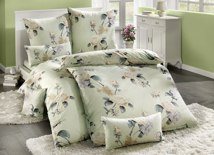 Bettwäschegarnituren - Microfaser Bettwäsche-Garnitur mit Reißverschluss, in Farbe LIND Ansicht 1