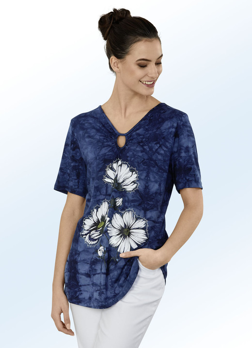 - Shirt mit Kräuselung in 2 Farben, in Größe 036 bis 054, in Farbe MARINE BATIK