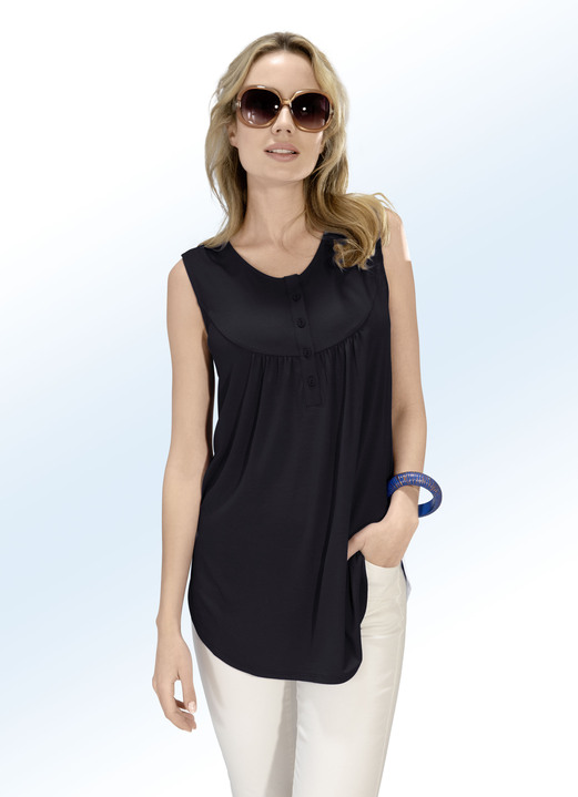 - Shirt-Tunika in 4 Farben mit hübscher Fältelung, in Größe 036 bis 052, in Farbe SCHWARZ