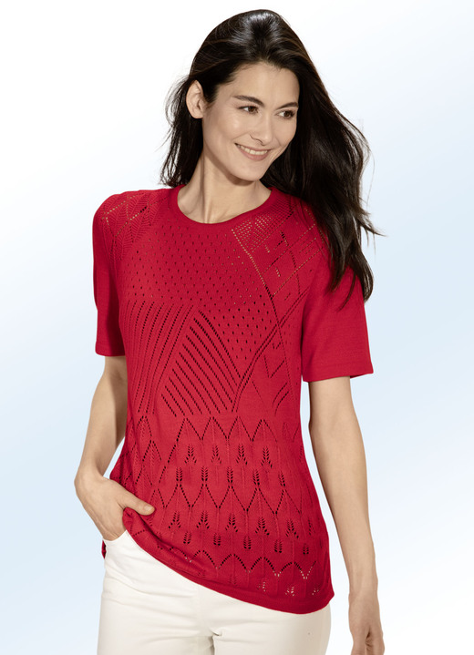 Basics - Pulli mit Ajourmix und feinen Strukturen, in Größe 038 bis 054, in Farbe MALACHIT Ansicht 2