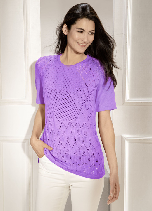 Basics - Pulli mit Ajourmix und feinen Strukturen, in Größe 038 bis 054, in Farbe MALACHIT Ansicht 4