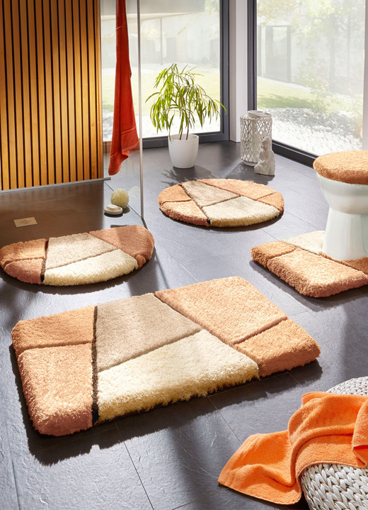 Badgarnituren - Farbenfrohe Badgarnitur mit rutschhemmender Rückseite, in Größe 100 (Vorleger halbrund, 50/ 80 cm) bis 110 (Hänge-WC-Garnitur 2-teilig), in Farbe GRÜN Ansicht 9