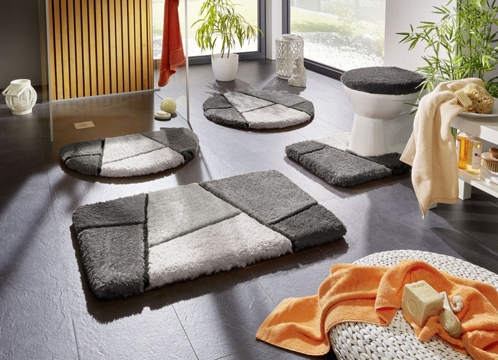 Badgarnituren - Farbenfrohe Badgarnitur mit rutschhemmender Rückseite, in Größe 100 (Vorleger halbrund, 50/ 80 cm) bis 110 (Hänge-WC-Garnitur 2-teilig), in Farbe GRÜN Ansicht 5