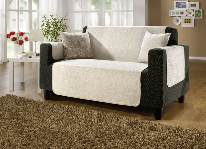 Sessel- & Sofaüberwürfe - Wohnaccessoires mit Fleckschutz-Ausrüstung, in Größe 101 (Sesselschoner, 50x150 cm) bis 905 (Kissenhüllen, 2er-Set, 40x 40 cm), in Farbe CREME Ansicht 1