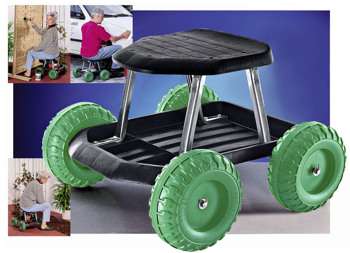 Gartenpflege - Rollsitz mit stabilem Stahlrohrgestell, in Farbe GRÜN-SCHWARZ Ansicht 3