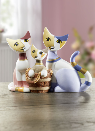 Katzenfamilie aus hochwertigem Porzellan