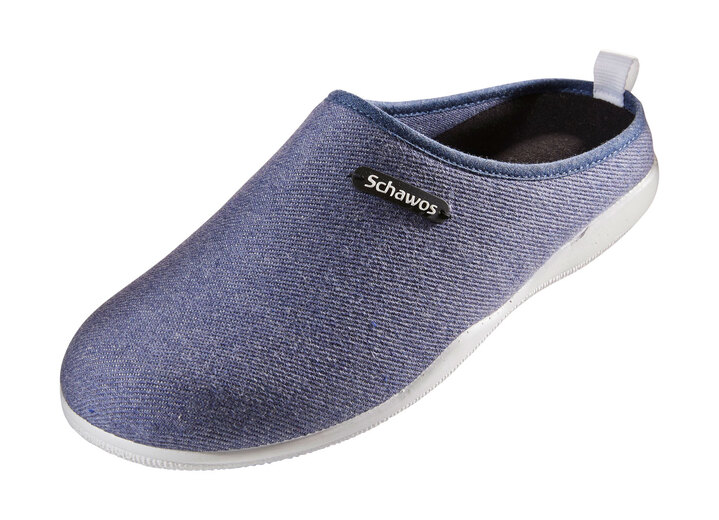 Damenmode - Pantoffeln mit rutschhemmender Synthetik-Laufsohle, in Größe 036 bis 041, in Farbe BLAU Ansicht 1