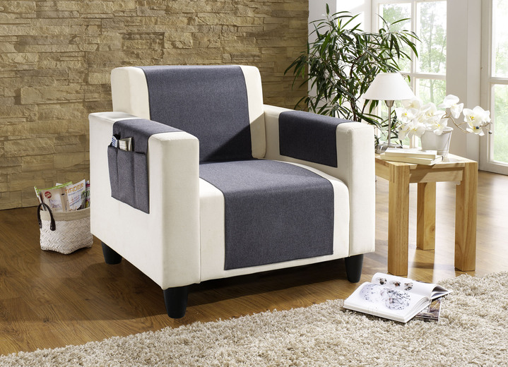 Sessel- & Sofaüberwürfe - Dekorative Sessel- und Sofaüberwürfe, in Größe 101 (Sesselschoner, 50x140 cm) bis 865 (2 Armlehnenschoner, 38x 55 cm), in Farbe GRAU Ansicht 1