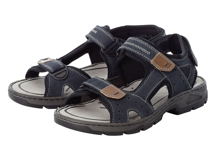 Sandalen & Pantoletten - Rieker, klassische Herren-Trekkingsandalen, aus Leder, in Größe 040 bis 046, in Farbe DUNKELBLAU Ansicht 3
