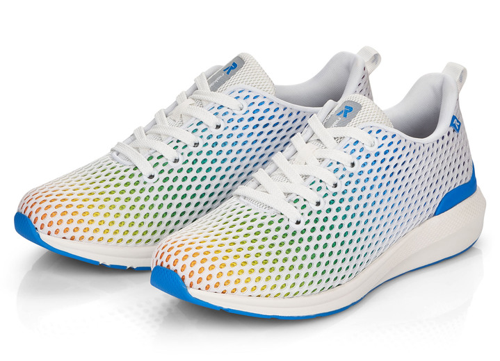 Komfortschuhe - Rieker Sneaker mit Regenbogen-Farbverlauf, in Größe 036 bis 042, in Farbe WEISS-BUNT Ansicht 11