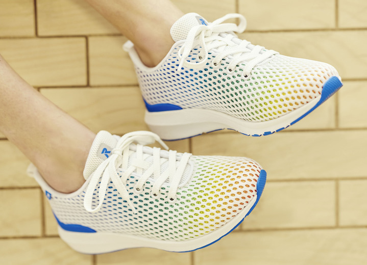 Komfortschuhe - Rieker Sneaker mit Regenbogen-Farbverlauf, in Größe 036 bis 042, in Farbe WEISS-BUNT Ansicht 8