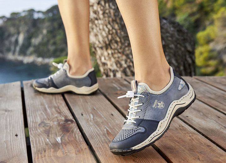 Slipper & Schnürschuhe - Rieker, sportliche Damen-Sneaker, mit herausnehmbarem Fußbett, in Größe 036 bis 042, in Farbe JEANS-BEIGE Ansicht 7