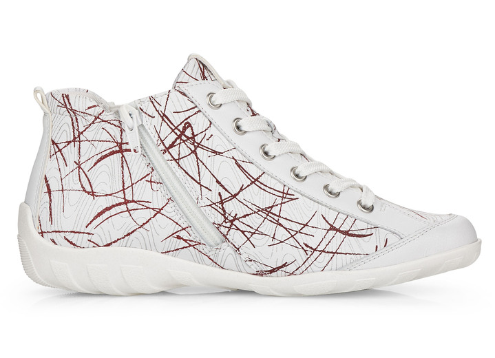 - Remonte Schnür-Stiefelette aus effektvoll bedrucktem Nappaleder, in Größe 036 bis 042, in Farbe WEISS-ROT Ansicht 3